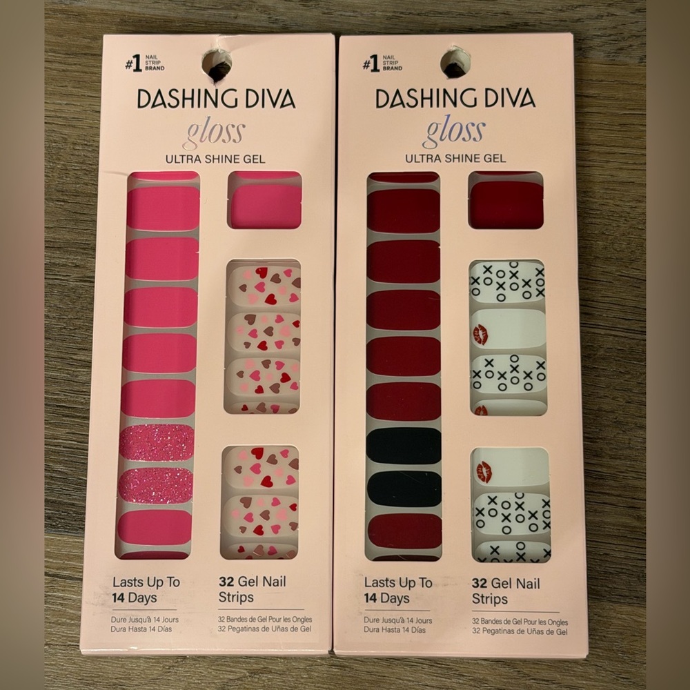 Dashing Diva Gloss Ultra Shine Gel Nail Strips Bundle - Valentines Hearts